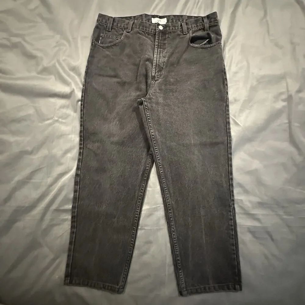 Vintage 90s Armani Exchange Jeans Mens 38 Loose Black Washed Made in USA Denim